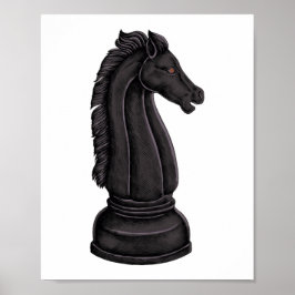 Antike schwarze Schachfigur Poster