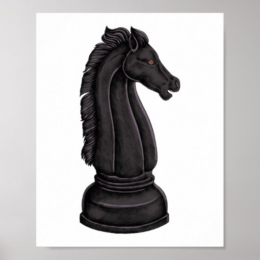 Antike schwarze Schachfigur Poster (Vorne)