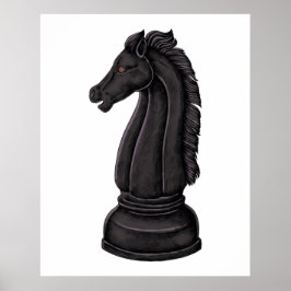 Antike schwarze Schachfigur Poster