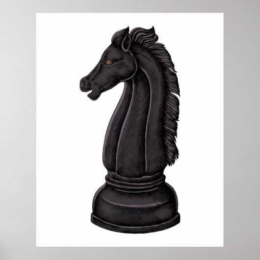 Antike schwarze Schachfigur Poster (Vorne)
