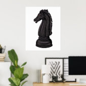 Antike schwarze Schachfigur Poster (Heimbüro)