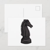 Antike schwarze Schachfigur Postkarte (Vorne/Hinten)