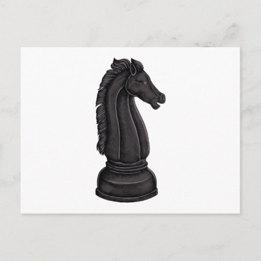 Antike schwarze Schachfigur Postkarte (Vorderseite)