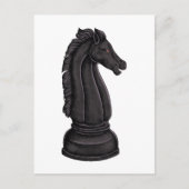 Antike schwarze Schachfigur Postkarte (Vorderseite)