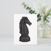Antike schwarze Schachfigur Postkarte (Stehend Vorderseite)