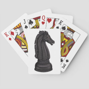 Antike schwarze Schachfigur Spielkarten