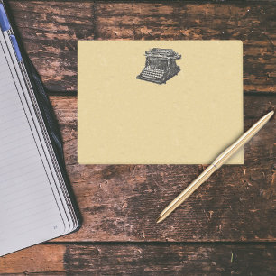 Antike schwarze Vintage-Schreibmaschine im alten S Post-it Klebezettel