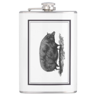 Antike Schweine-Ätzflasche Flachmann