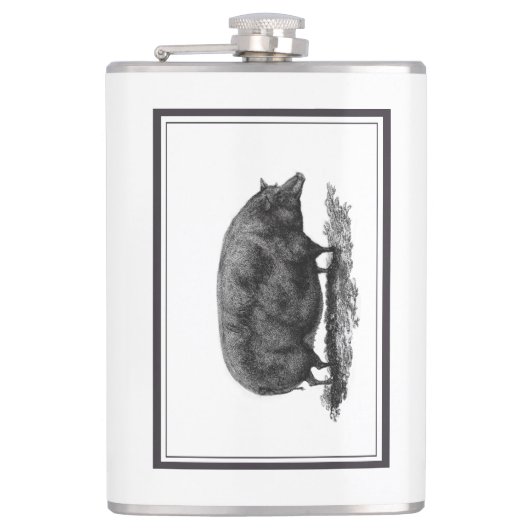 Antike Schweine-Ätzflasche Flachmann (Vorderseite)