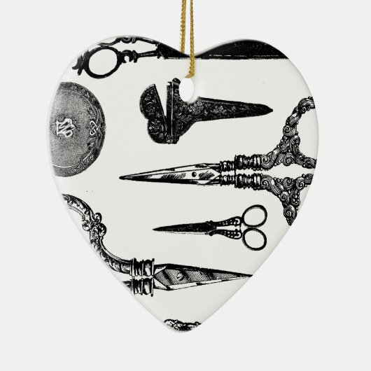 Antike Scissors Vignette Keramik Ornament (Rechts)