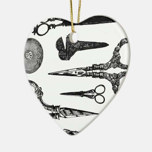 Antike Scissors Vignette Keramik Ornament (Links)