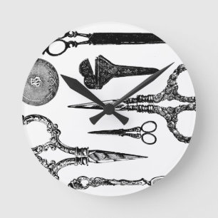 Antike Scissors Vignette Runde Wanduhr