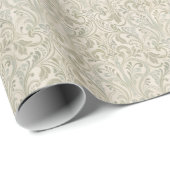 Antike Scrollarbeit Hellgrün und Creme Geschenkpapier (Rolleneckpunkt)