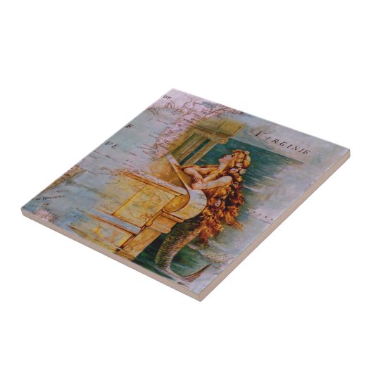 Antike Seekarte u. Meerjungfrau Fliese (Seite)