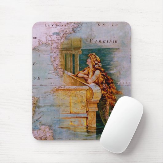 Antike Seekarte u. Meerjungfrau Mousepad (Mit Mouse)