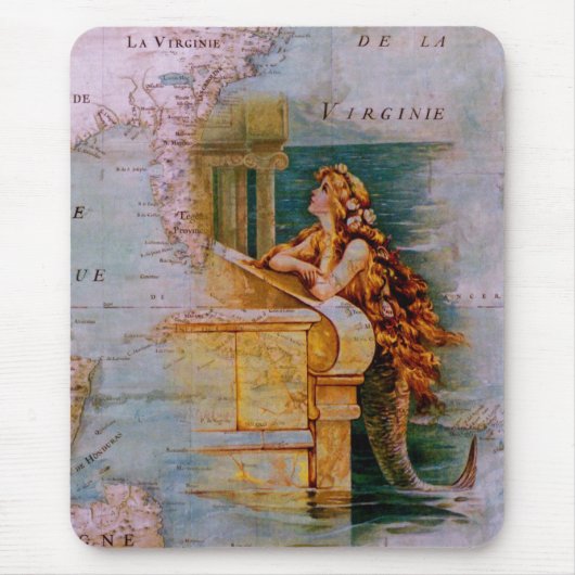 Antike Seekarte u. Meerjungfrau Mousepad (Vorne)