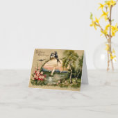 Antike Seenlandschaft mit Vögeln und Booten Karte (Gelbe Blume)