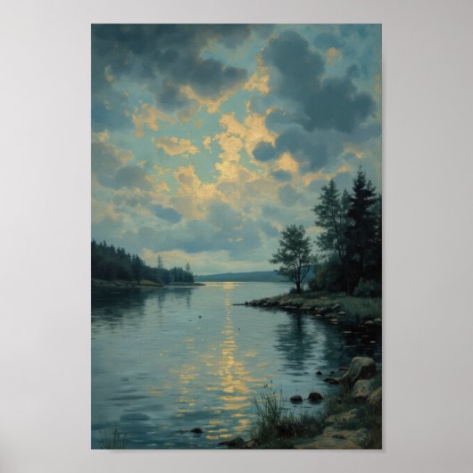 Antike Seenlandschaft Wandkunst im Moody-Stil Poster (Vorne)