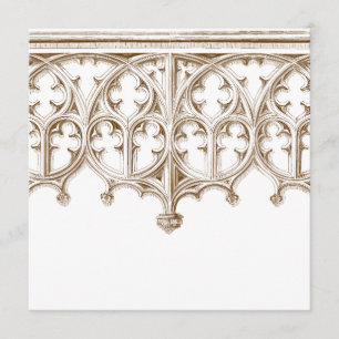 Antike Sepia-Kathedral-Hochzeitseinladungen Einladung