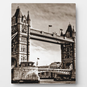 Antike Sepia London Tower Bridge Fotoplatte