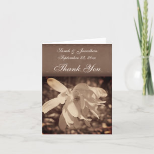 Antike Sepia-Magnolien-Blüten-Hochzeit Dankeskarte
