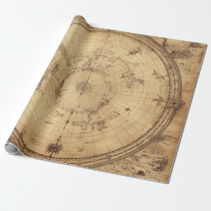 Antike Sepia-Polarkarte Gravur Geschenkpapier