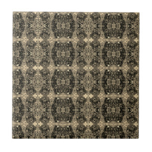 Antike Sepia-Schwarz-Art Nouveau im Vintage-Stil Fliese