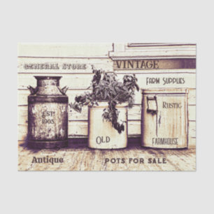 Antike Sepia-Tönung Rustikale Ephemera-Krüge Seidenpapier