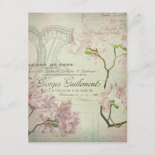 Antike Shabby Blumen Französische Schrift Chic Kor Postkarte