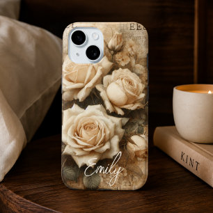 Antike Shabby Chic Creme-Rosen-Collage mit individ Case-Mate iPhone Hülle