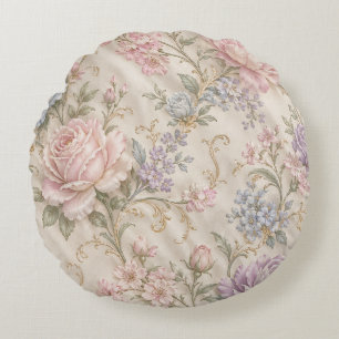 Antike Shabby Chic Rosa Pfingstrose Rose Floral Rundes Kissen
