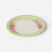 Antike Shabby Chic Rosen Rahmen Papier Teller (Schrägansicht)