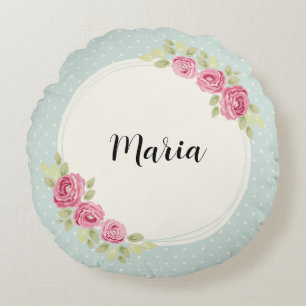 Antike Shabby Chic Rosen Rahmen Papierplatte Rundes Kissen