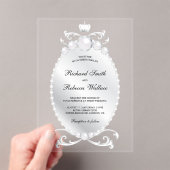 Antike Silber-Edelstein-Perlen-Hochzeit Acryleinladungen (Insitu (Handheld))