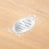 Antike Silber-Edelstein-Perlen-Hochzeit Acryleinladungen (Ablage )