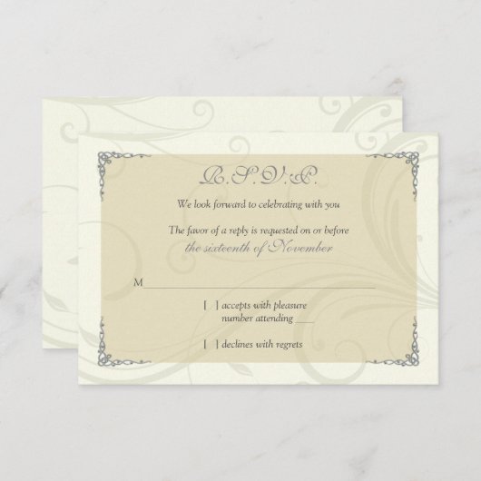 Antike Silber Gold Celtic Knot Wedding Repcard RSVP Karte (Vorne/Hinten)