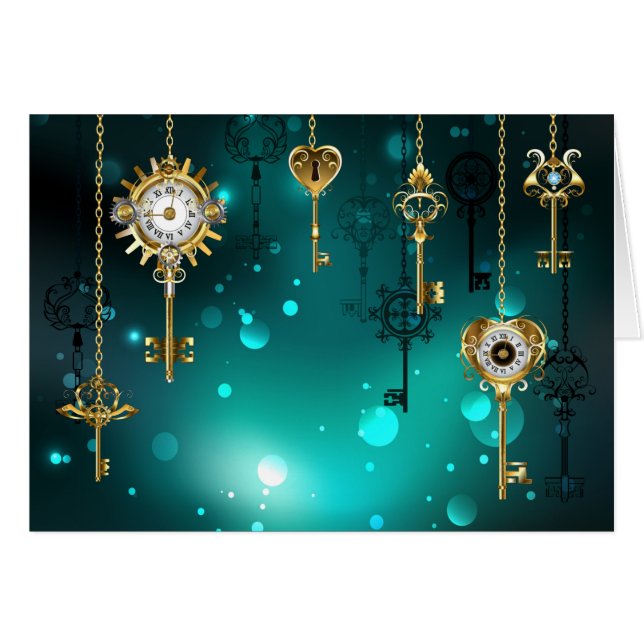 Antike Skeleton Keys on Green Background (Vorderseite (Horizontal))