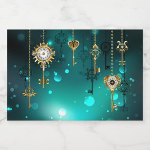 Antike Skeleton Keys on Green Background Alkoholflaschenetikett