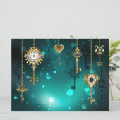 Antike Skeleton Keys on Green Background Ankündigung (Stehend Vorderseite)