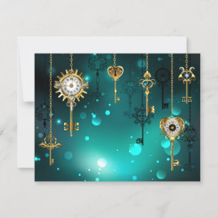 Antike Skeleton Keys on Green Background Ankündigung