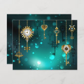 Antike Skeleton Keys on Green Background Ankündigung (Vorne/Hinten)