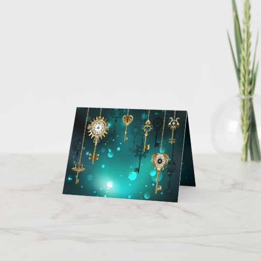 Antike Skeleton Keys on Green Background Ankündigung (Vorderseite)