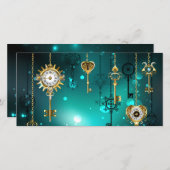 Antike Skeleton Keys on Green Background Ankündigung (Vorne/Hinten)