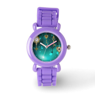 Antike Skeleton Keys on Green Background Armbanduhr