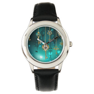 Antike Skeleton Keys on Green Background Armbanduhr