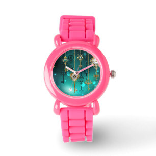 Antike Skeleton Keys on Green Background Armbanduhr