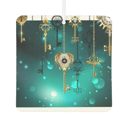 Antike Skeleton Keys on Green Background Autolufterfrischer (Vorderseite)