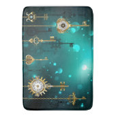 Antike Skeleton Keys on Green Background Badematte (Vorderseite Vertikal)