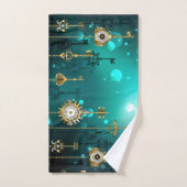 Antike Skeleton Keys on Green Background Badhandtuch Set (Handtuch)