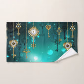 Antike Skeleton Keys on Green Background Badhandtuch Set (Handtuch)